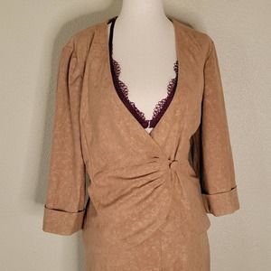 Vintage Home Made Suede Floral Blazer Pant Set